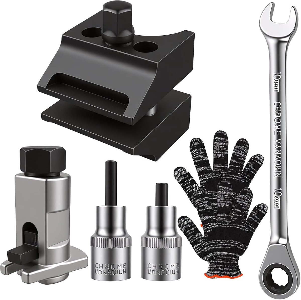 Set van 6 veerpootspreiders, schokdempergereedschap met moersleutel en handschoenen, universeel auto-gereedschap voor - ShopVlot