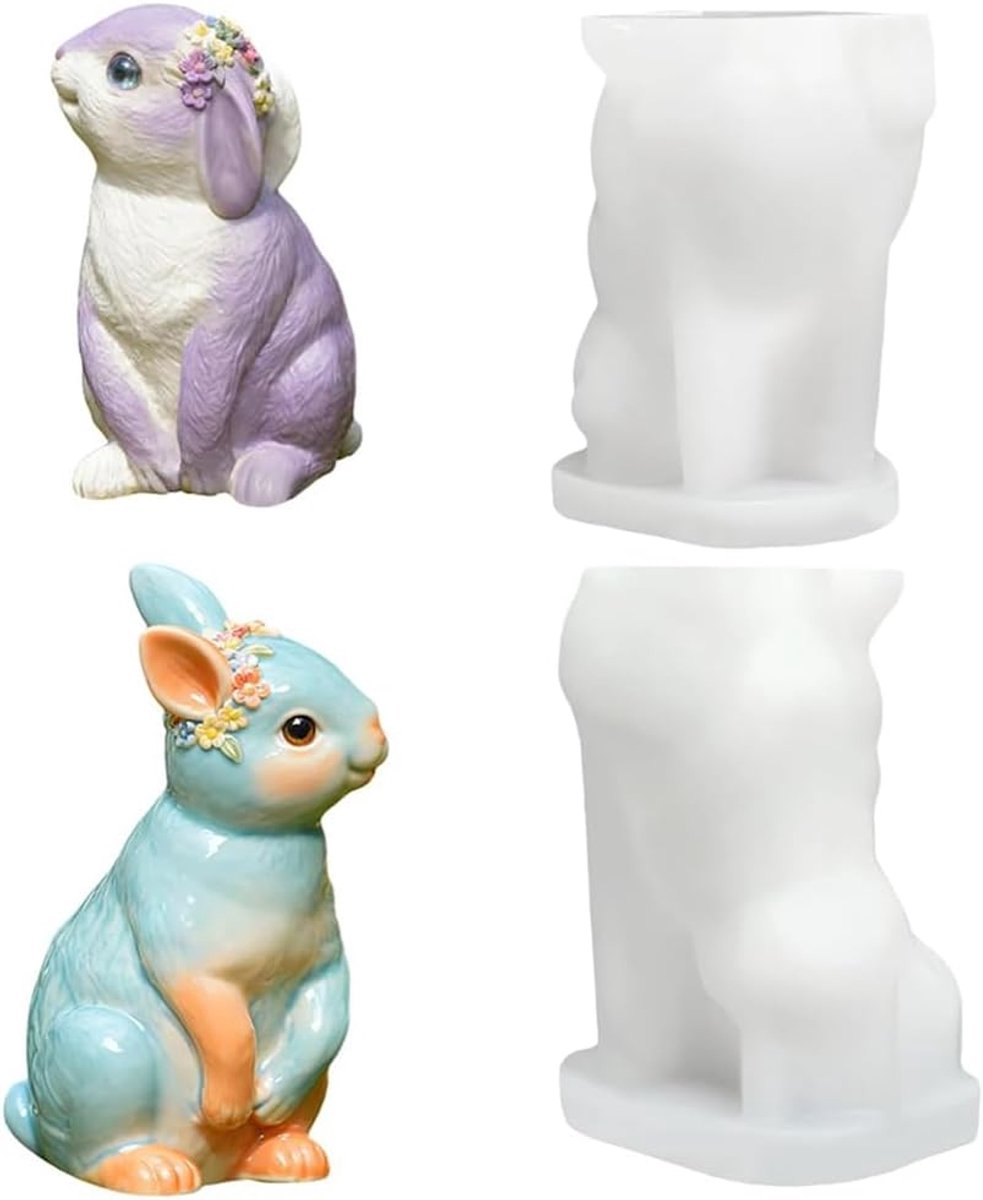 Candle Moulds Easter Egg Silicone Mould, 2 Pieces Easter Candle Mould, Easter Bunny Silicone Mould, DIY Scented - ShopVlot