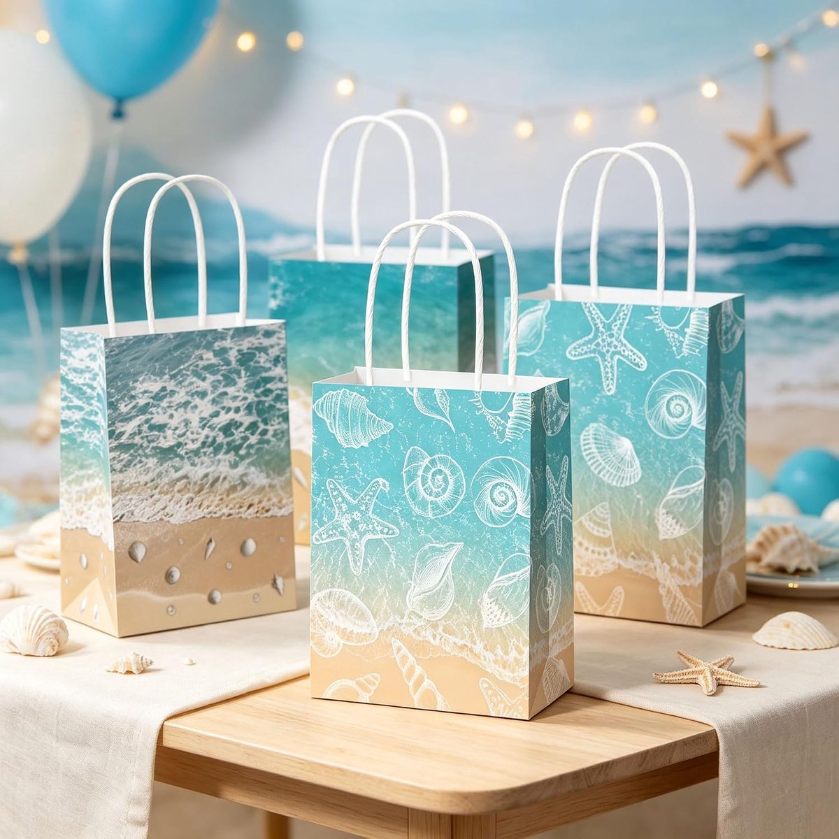 mossel partij geschenkzakken met handvatten kust thema bruidsfeest - ShopVlot