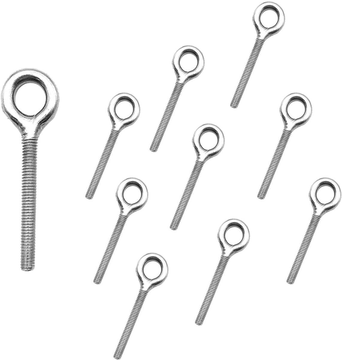 Set of 10 ring bolts, M6, closed welded eye bolts - Stainless steel eye screws for fixing and hanging - ShopVlot