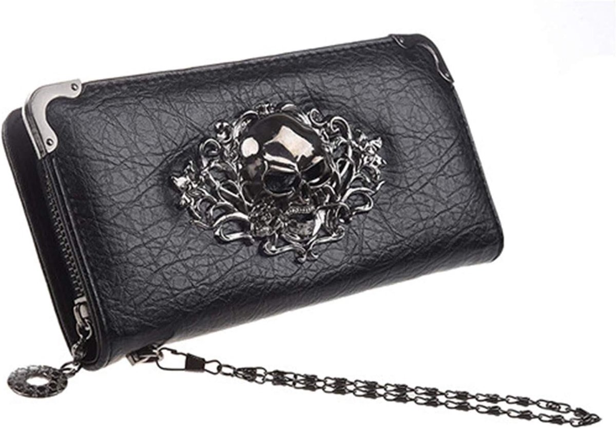 Black Sugar Women's Long Purse Gothic Gothic Gothic Solid Punk Checkbook Card Bank Cards Cash Companion Chic Handbag - ShopVlot