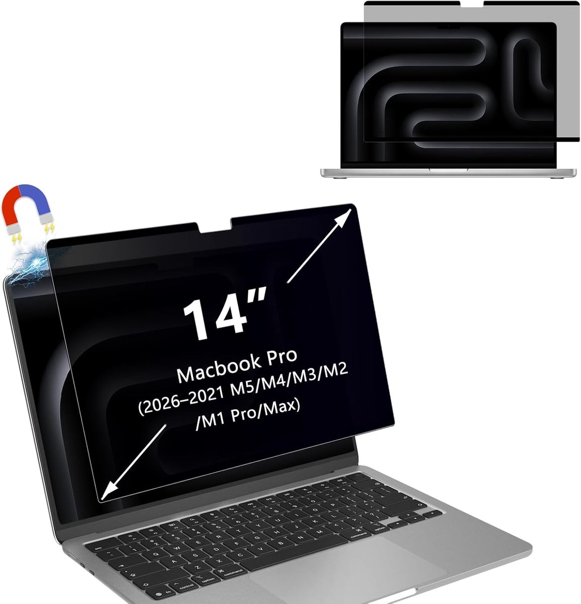 Magnetische privacyfolie voor MacBook Pro 14 inch (2026-2021 M5/M4/M3/M2/M1 Pro/Max), Mac Laptop Privacy Screen 14,2 - ShopVlot