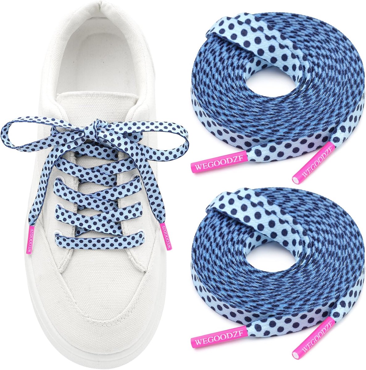 Flat Pattern Colorful Laces: 2 Pairs 8mm Wide Colored Pattern Shoelaces - ShopVlot