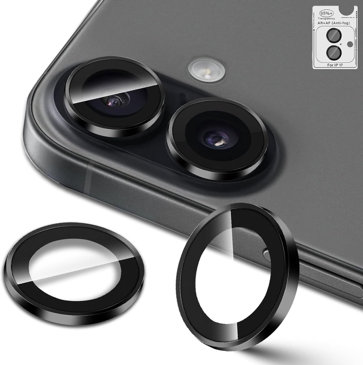 Lutree For Camera Protection, 17.9H Hardness Tempered Glass, HD, Individual Lens Film, Metal Ring + Safety Glass - ShopVlot