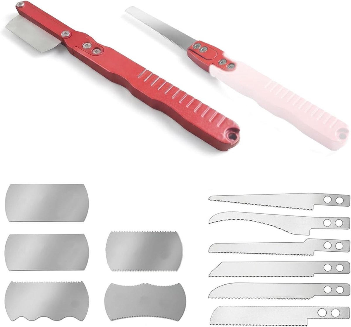 2-in-1 precisiehandzaagset, modulaire hobbyzaagset met ergonomische universele handgreep, 11 verwisselbare zaagbladen - ShopVlot