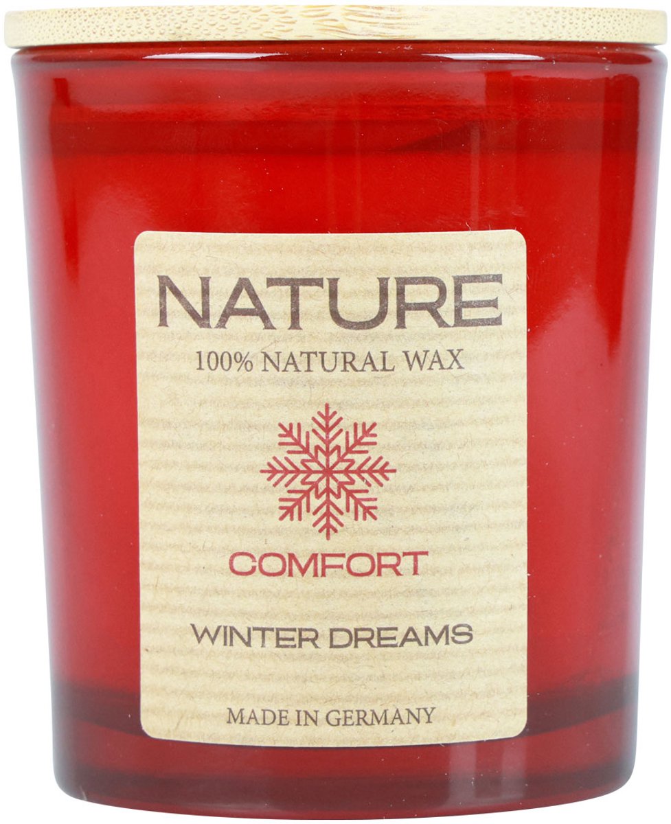 Geurkaars in een glazen natuurlijke waskaars Winter Dreams 85×70mm