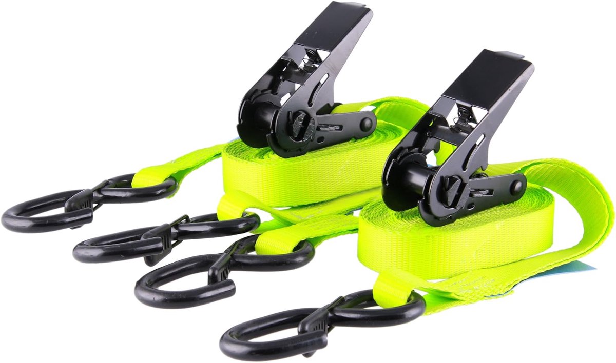 Set of 2 lashing straps 6 m I 25 mm wide lashing straps I two-piece ratchet straps I S hook with safety device up to - ShopVlot