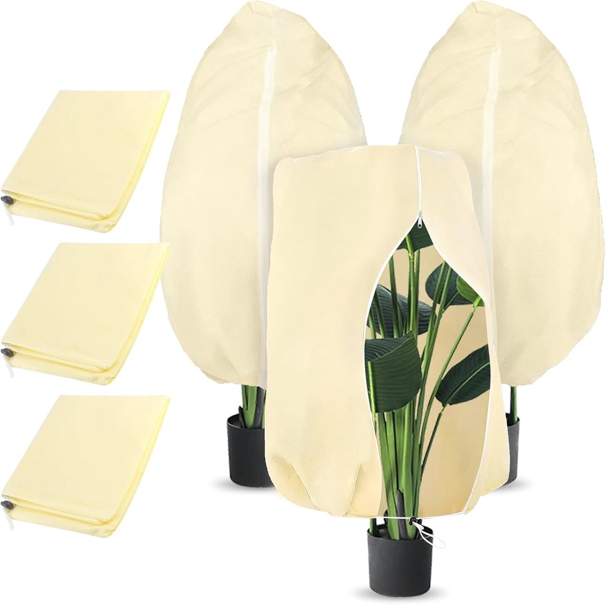 3 stuks vliesdoek voor planten, 100 x 80 cm, vorstbescherming voor planten - ShopVlot