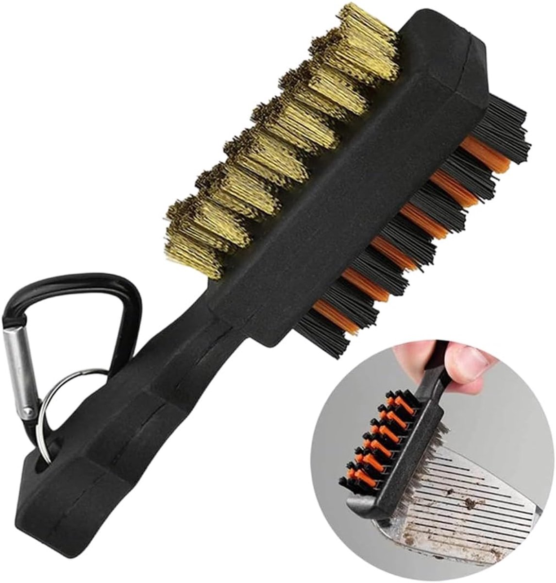 1 stuk golfreinigingsborstel met aluminium karabijnhaak en accessoires voor groefreiniger, perfect voor golfliefhebbers - ShopVlot