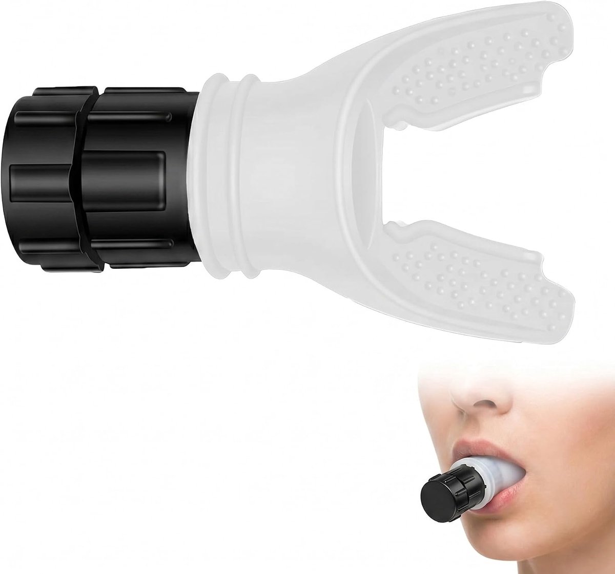 Ademtrainer, 1 stuk, witte kunststof, verstelbare weerstand, draagbaar, voor het optimaliseren van de longcapaciteit - ShopVlot