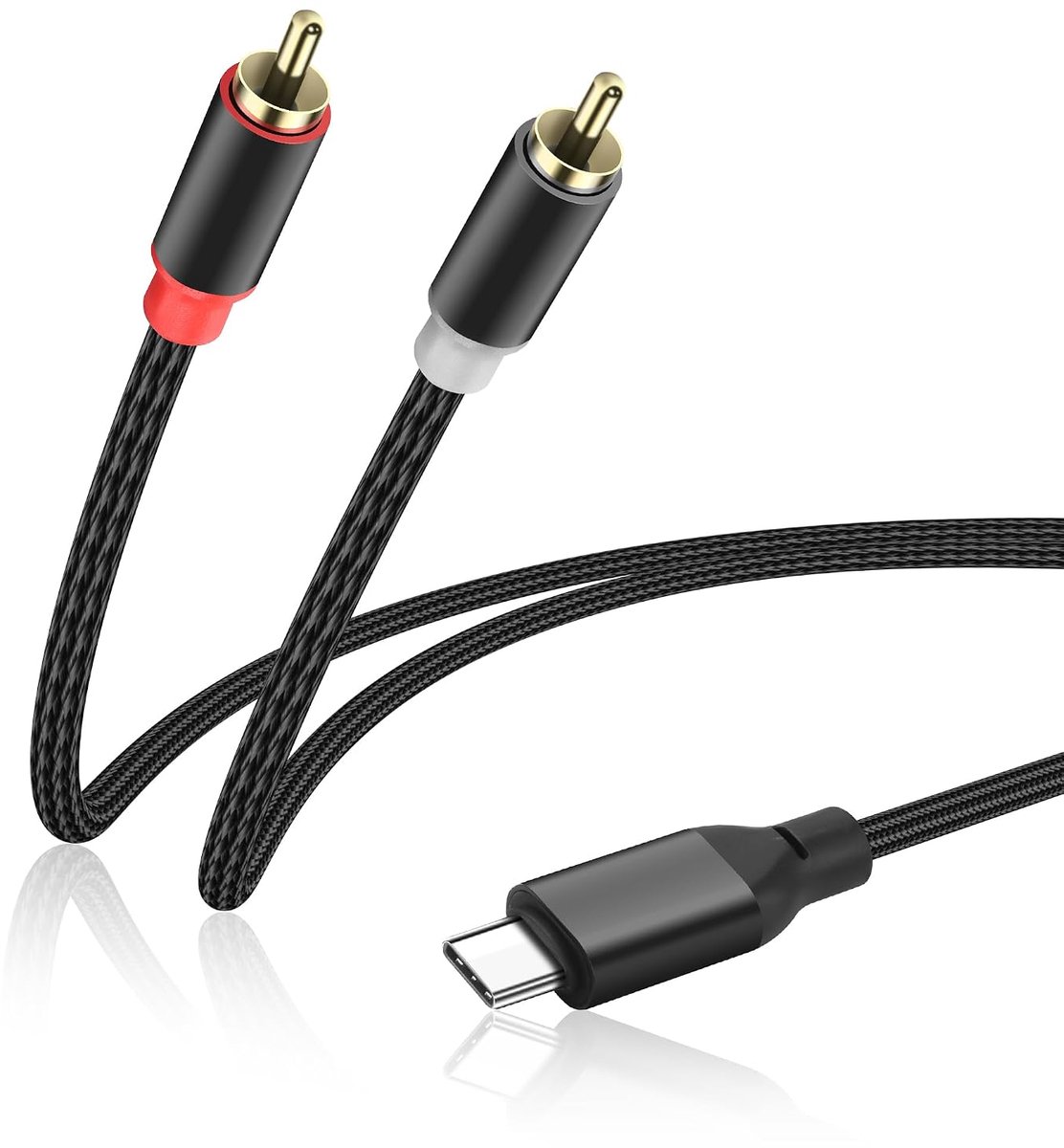USB C to 2RCA Audio Extension Cable, USB Type C Male to 2RCA Male Stereo Audio Cable, 24K Gold Plated 2RCA Audio - ShopVlot
