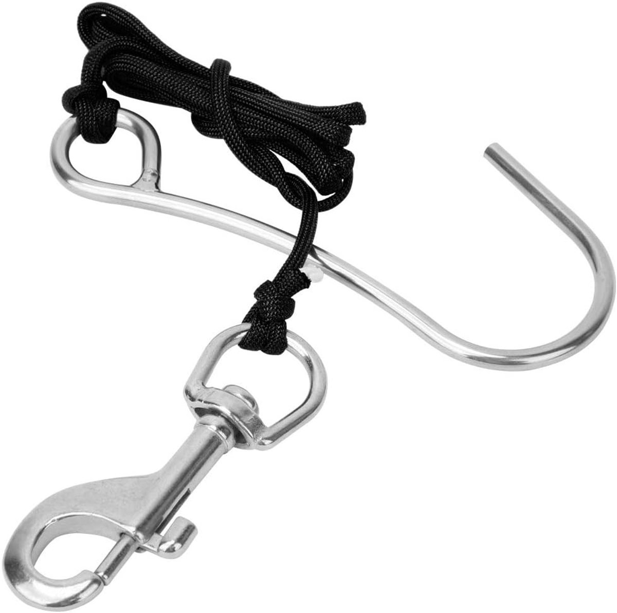 RVS Anti-verlies Reef Hook met Snelle Ontgrendeling en Spoelkoord voor Onderwaterfotografie en Duikaccessoires