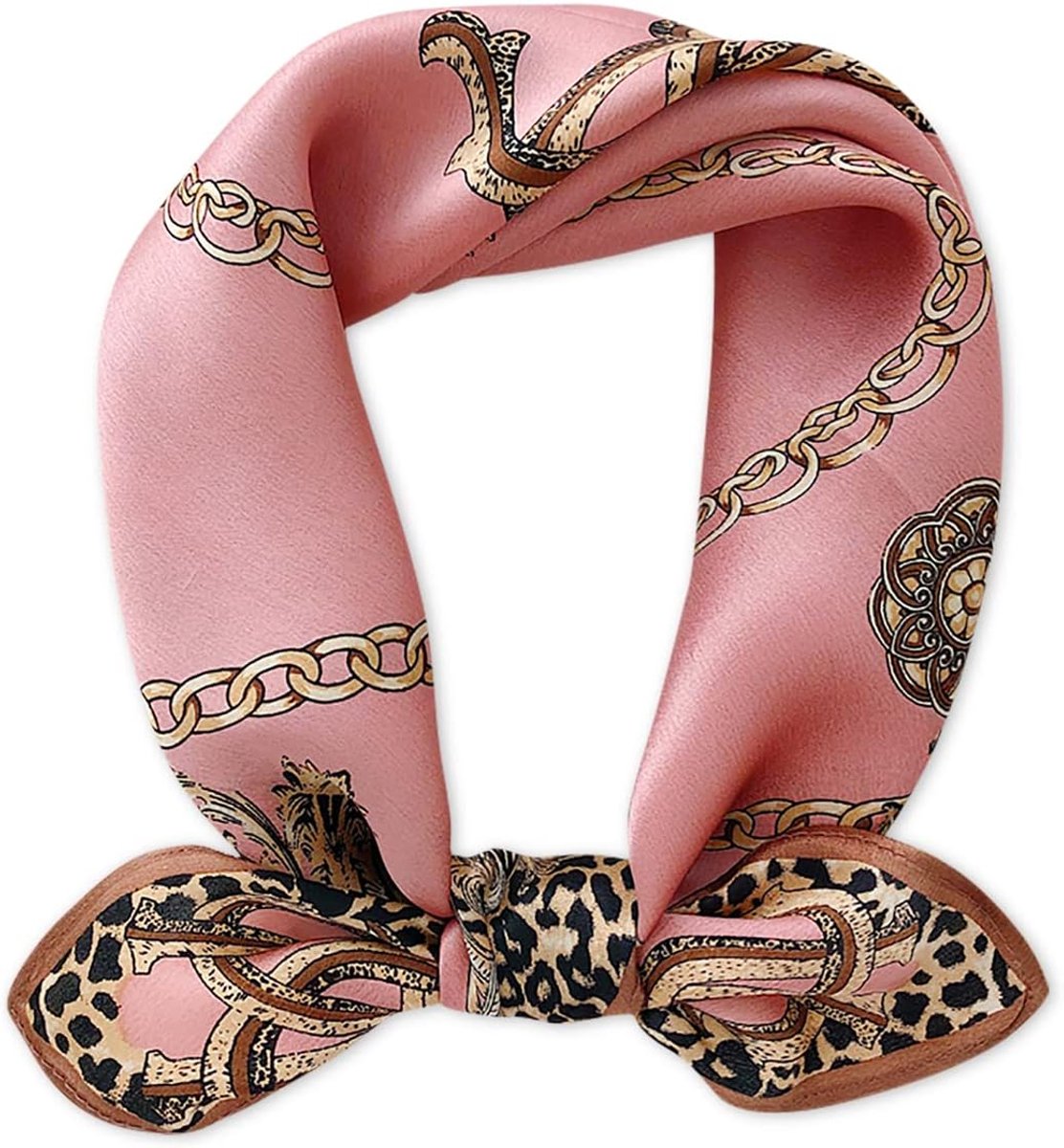 LumiSyne Zijden sjaal dames vierkante sjaal mode luipaard dierenprint moerbeizijde kleine vierkante doek lichte - ShopVlot