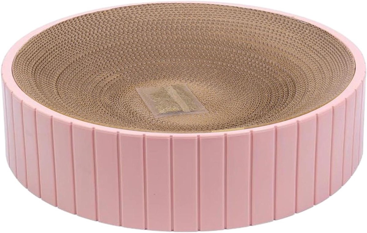 Kattenkrabplank - Krabkarton Kattenmand - Meubels Beschermen - Komvorm Ontwerp - 30 x 30 x 7 cm - Roze