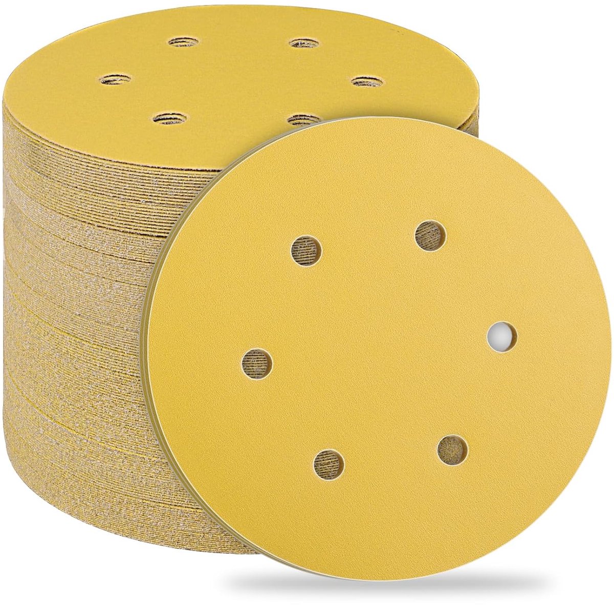 STEBRUAM Sandpaper 150 mm, 320 Grit Sanding Sheets, Sanding Discs, 6 Holes for Random Orbital Sander, Mixing Granule - ShopVlot