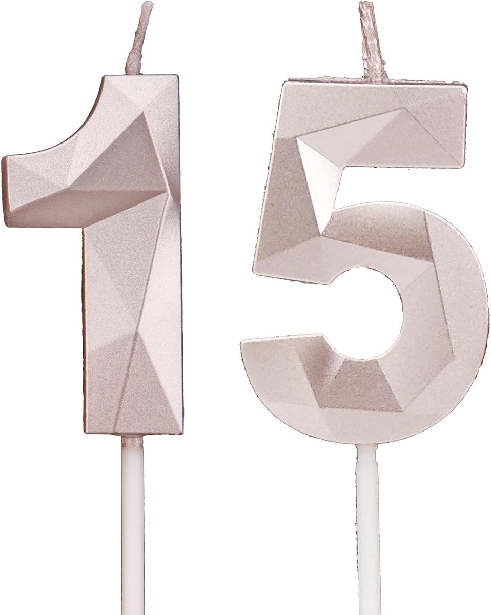 15th Birthday Candles, Birthday Candles for Cakes, Birthday Decoration, Birthday, Candles, Numbers, Happiness - ShopVlot