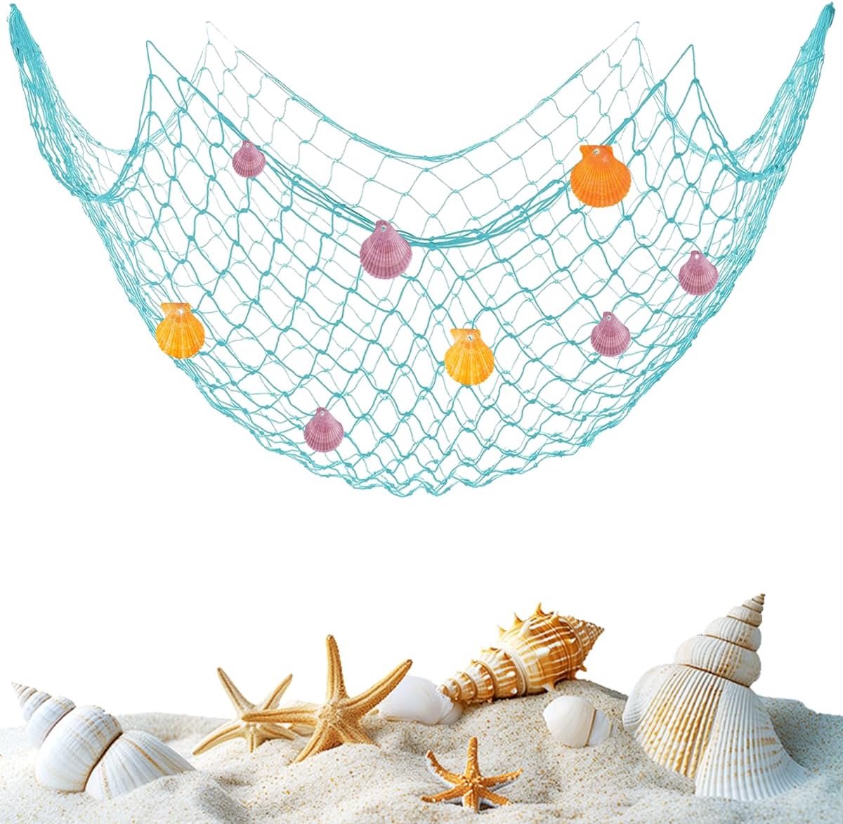 Decoratief visnet 100×200cm - Handgeweven katoen - Mediterrane stijl - Perfect voor sfeervolle decoratie - ShopVlot