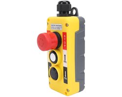 Draadloze Crane Hoist Controller met IP68 Waterdicht Ontwerp, Geschikt voor Industriële Toepassingen, Inclusief Noodstop en 250V 5A Spanning.