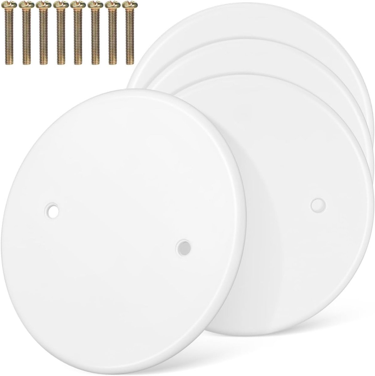 SnelShoppen - Ronde Plafondafdekkingen 4 Stuks PP Kunststof Elektrische Platen 4,33x4,33x0,08 Inch Witte Dekplaten voor Bedieningselementen en Gaten