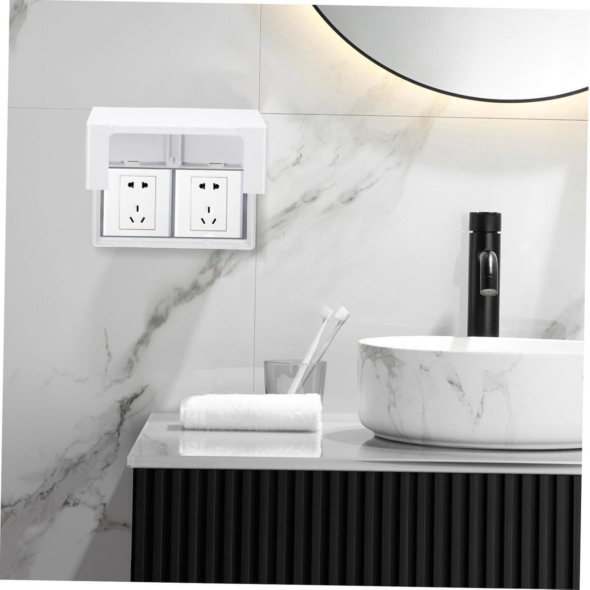SnelShoppen - Weatherproof Plug Cover - 2-Snelheden Wandcontactdozenafdekkap - Buitenstopcontact Bescherming - Wit - Duurzaam en Weerbestendig