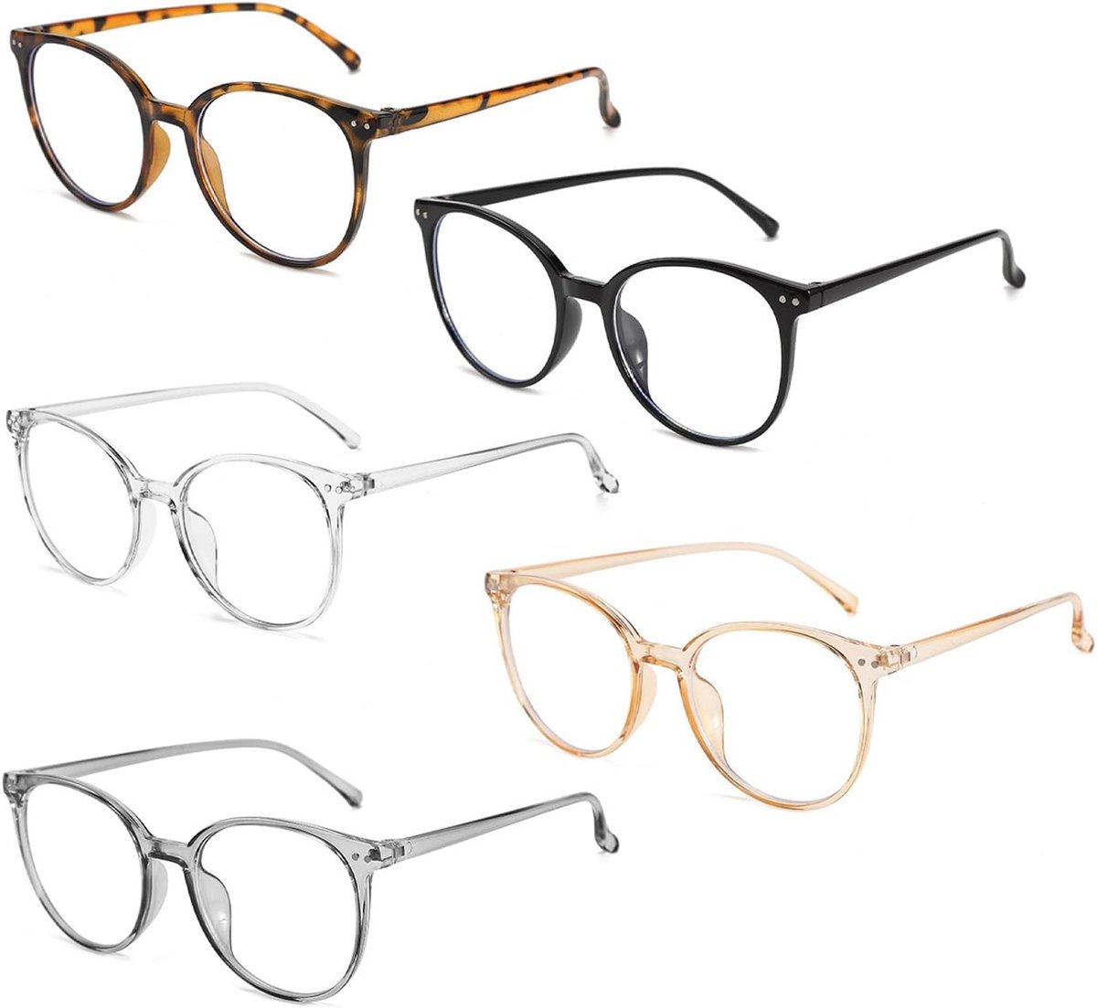 Set van 5 Glazen - Blauwlichtfilterende Ogen - Oogbescherming voor lezen - Ideaal voor kantoor en dagelijks gebruik - ShopVlot
