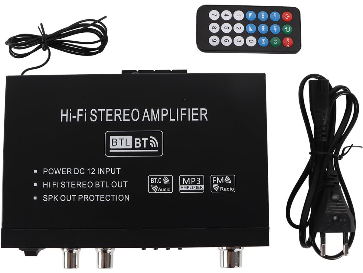 Bluetooth 5.0 stereo audioversterker - 90W piekvermogen - met afstandsbediening - ideaal voor thuisgebruik - ShopVlot