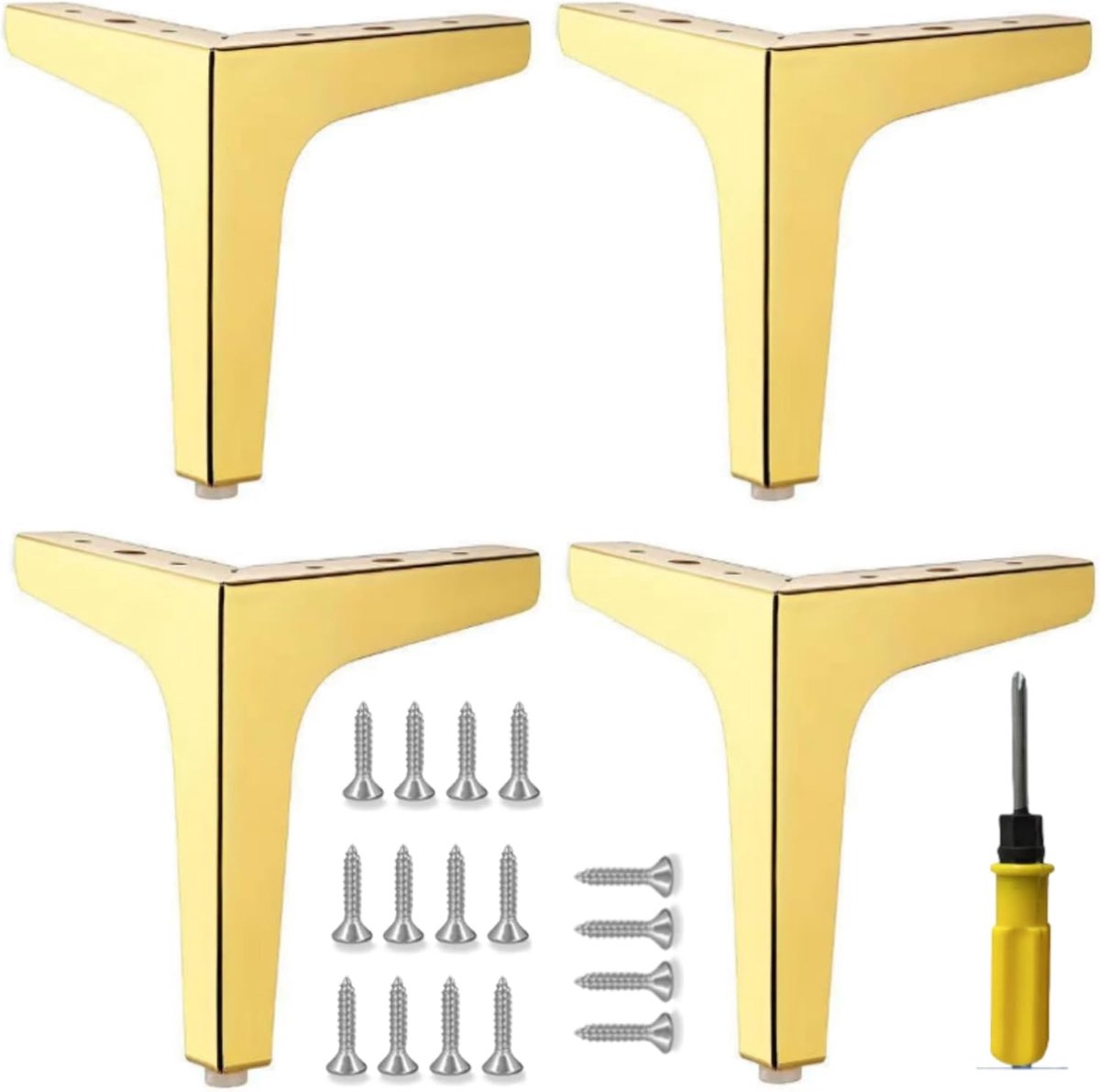 Meubelpoten 10cm - Metalen gouden poten - Maximaal 800kg draagvermogen - Perfect voor banken en tafels - ShopVlot