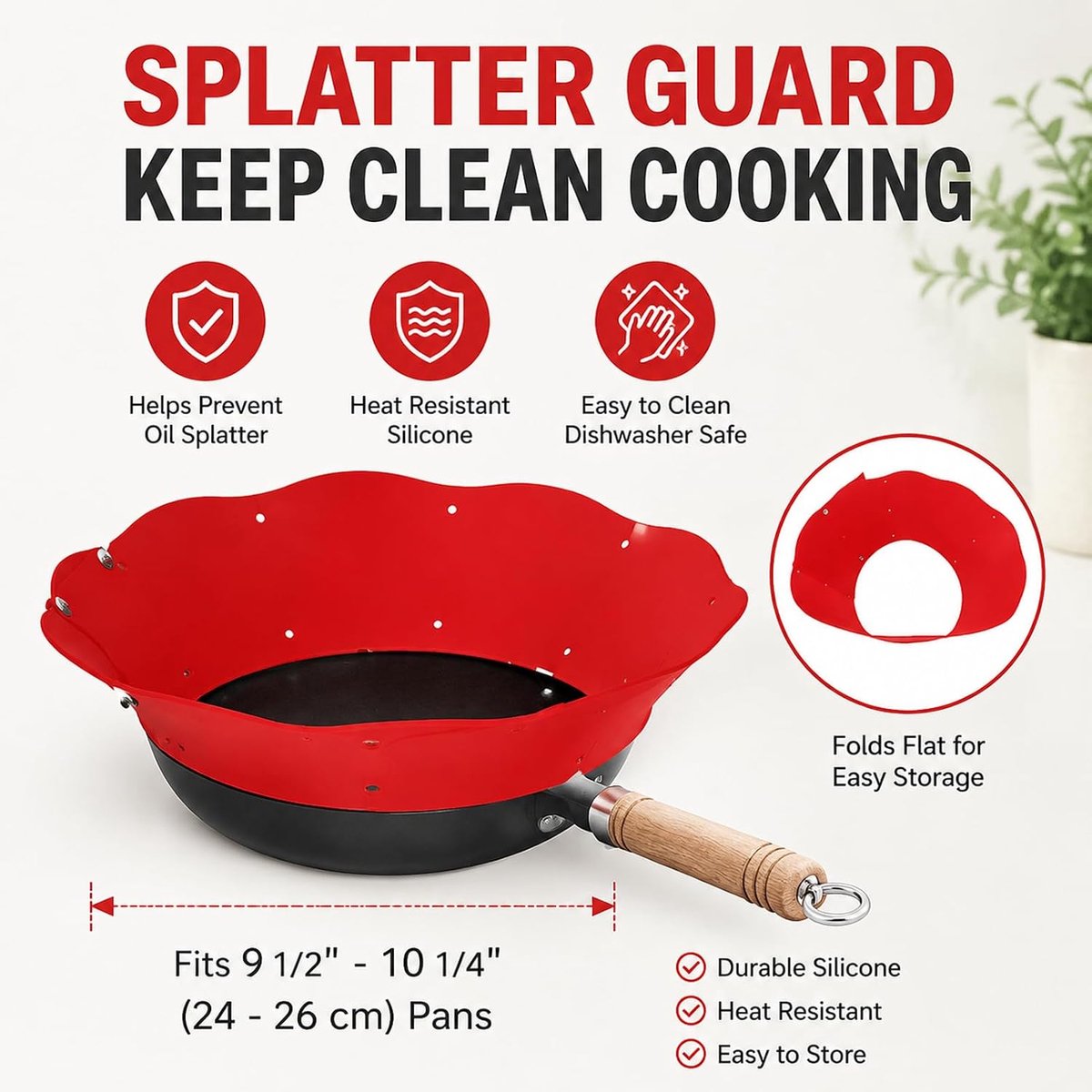 Frywall Splash Guard 1-5 Stuks - Siliconen Antivlek - Verstelbaar voor Pannenset - Veilig koken zonder spetters - ShopVlot