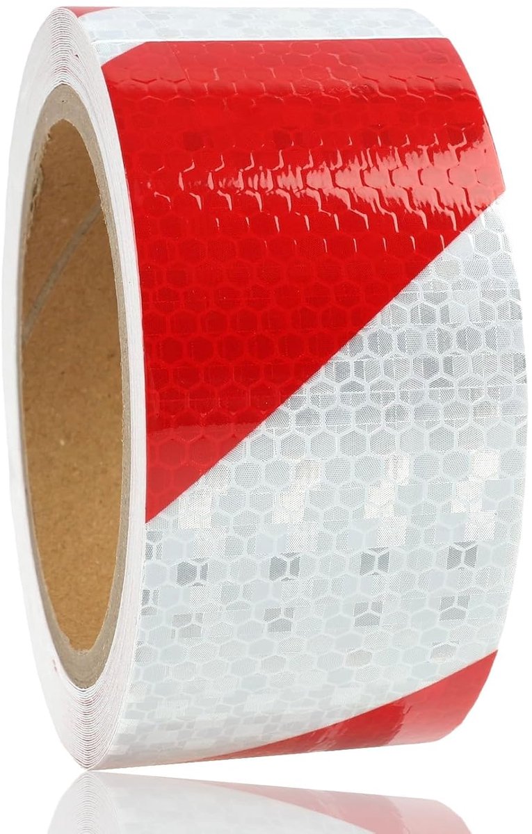 Waarschuwingsband 5cm x 10m - Reflecterende tape - Rood - Hoge zichtbaarheid voor veiligheid - ShopVlot