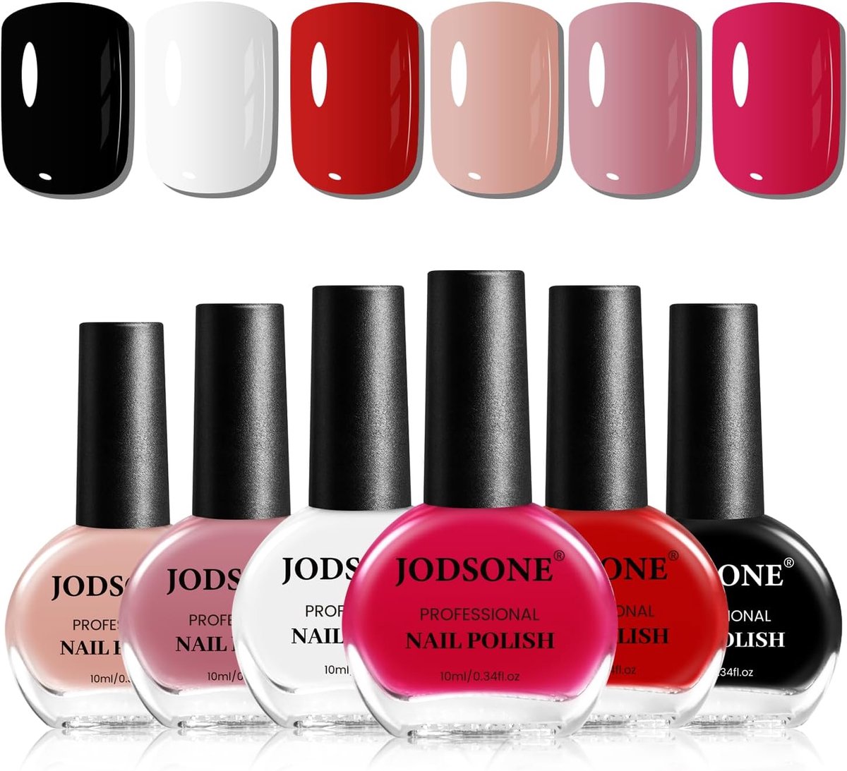Nagellakset 6 kleuren - sneldrogend - hoogglans - eenvoudig thuis aanbrengen - ShopVlot