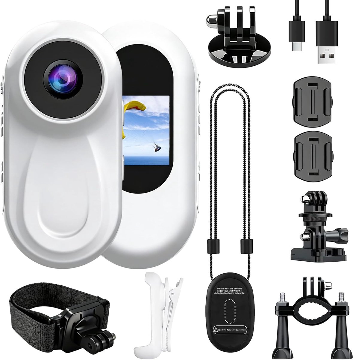 Mini sportcamera 360 graden - Nachtzicht - 1080P met magnetische bevestiging - Perfect voor vlogs en motorrijden - ShopVlot