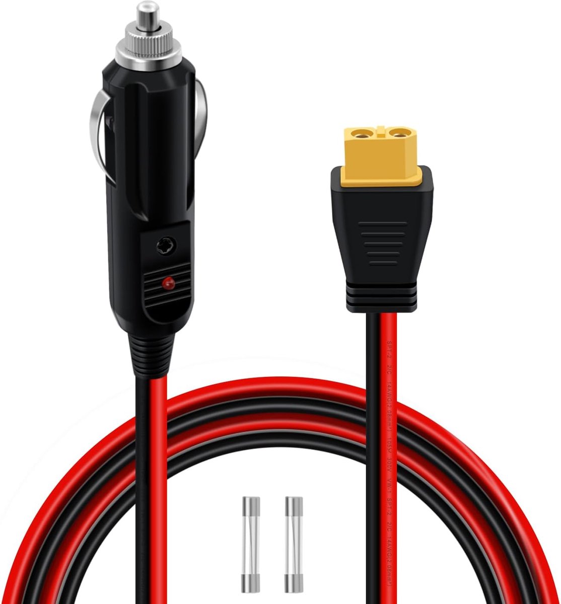Cigarettenaansteker kabel 14AWG - XT60 vrouwelijke aansluiting - met LED display - ShopVlot