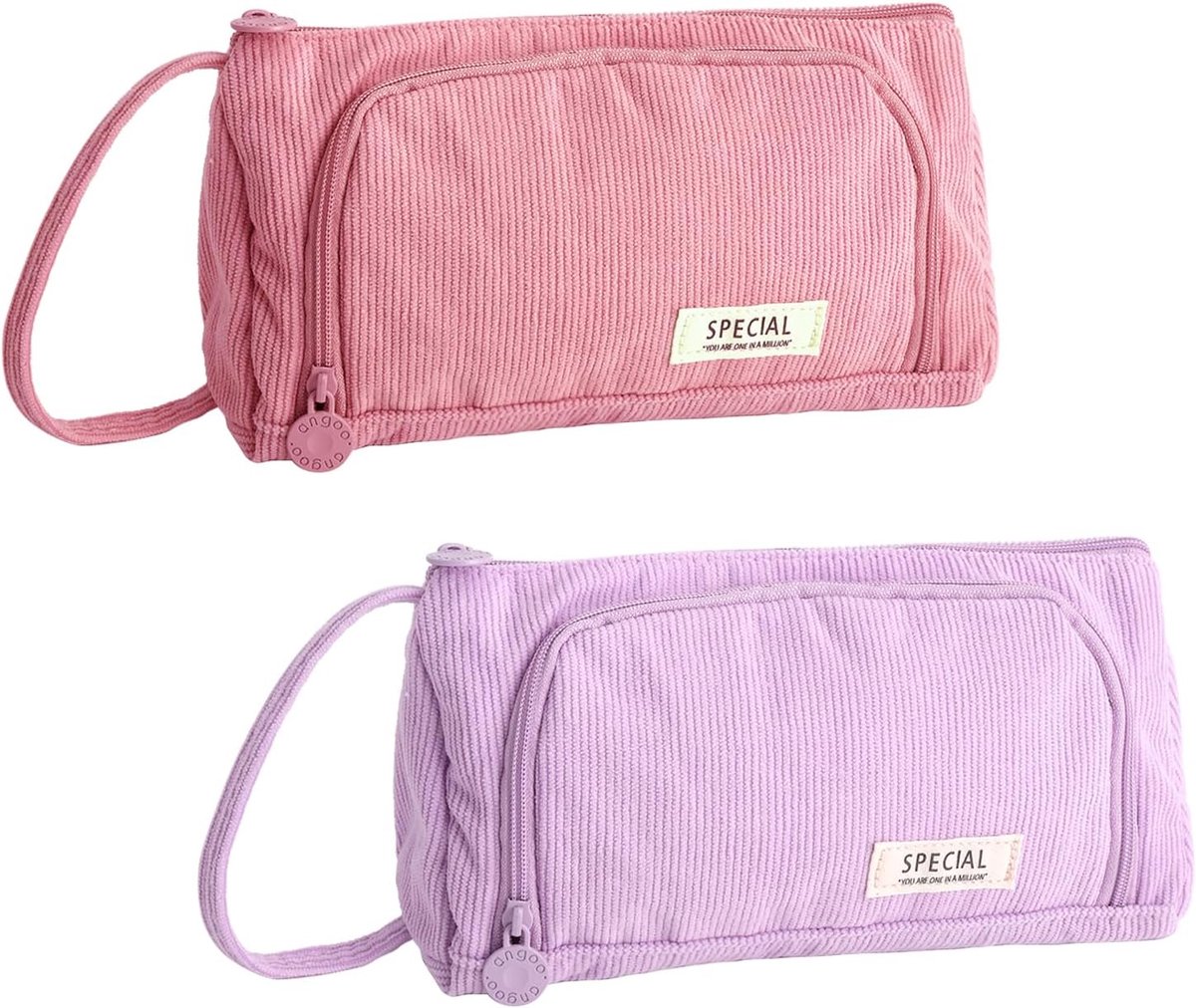 Etui pennenetui met 2 vakken - corduroy stof - meisjes ontwerp - ideaal voor schoolbenodigdheden - ShopVlot