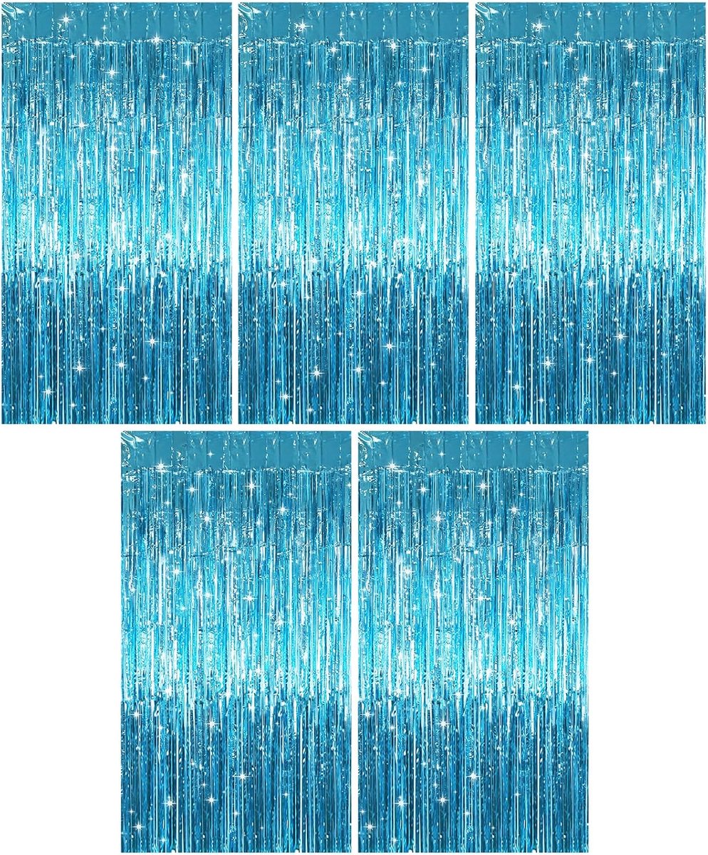 Lametta Gordijnen 1x2m - Lichtblauwe Folie - Glitter Effect - Perfect voor Feestdecoratie - ShopVlot