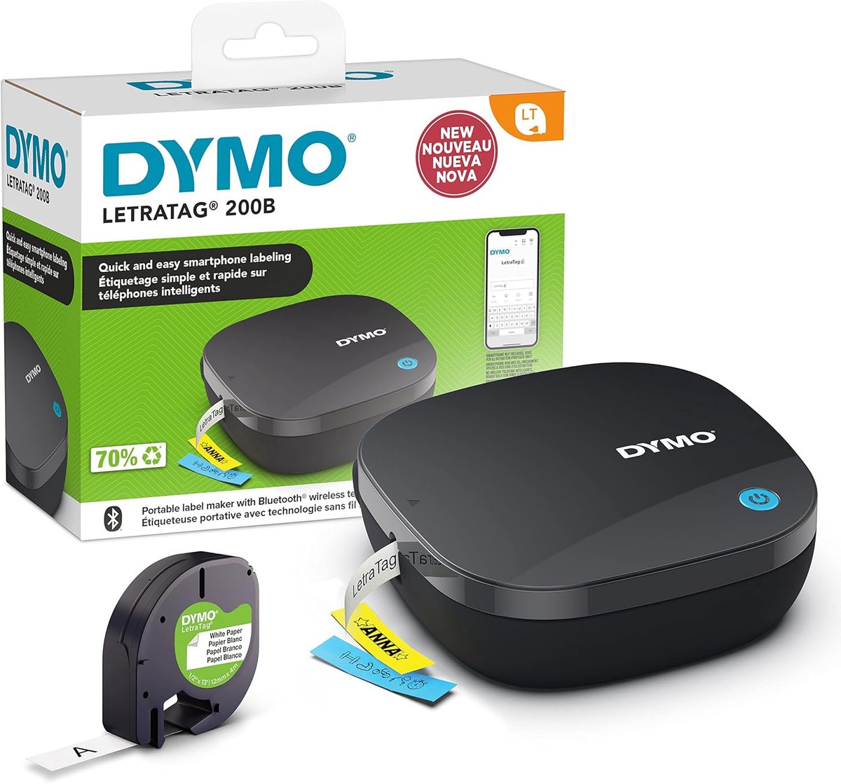 Labelmaker Bluetooth – Draagbare Thermische Labelprinter – iOS & Android – Inclusief Wit Labeltape