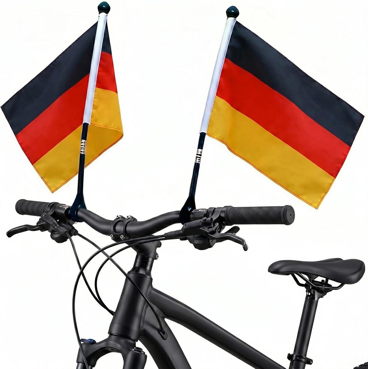 Fietsvlaggen Duitsland set van 2 - 14 x 21 cm - robuust met verstelbare clip - weerbestendig voor sportevenementen - ShopVlot