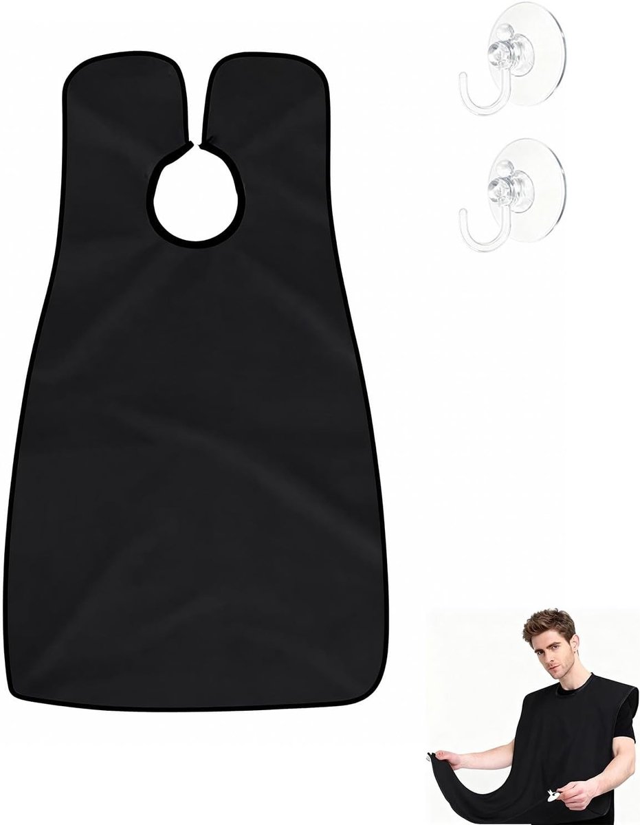 Waterdichte Schort voor Mannen, Perfect voor het Vangen van Baard- en Haarscheerresten, Hoogwaardige Nylon met Zuignappen, Ideaal voor Scheren en als Cadeau voor Mannen