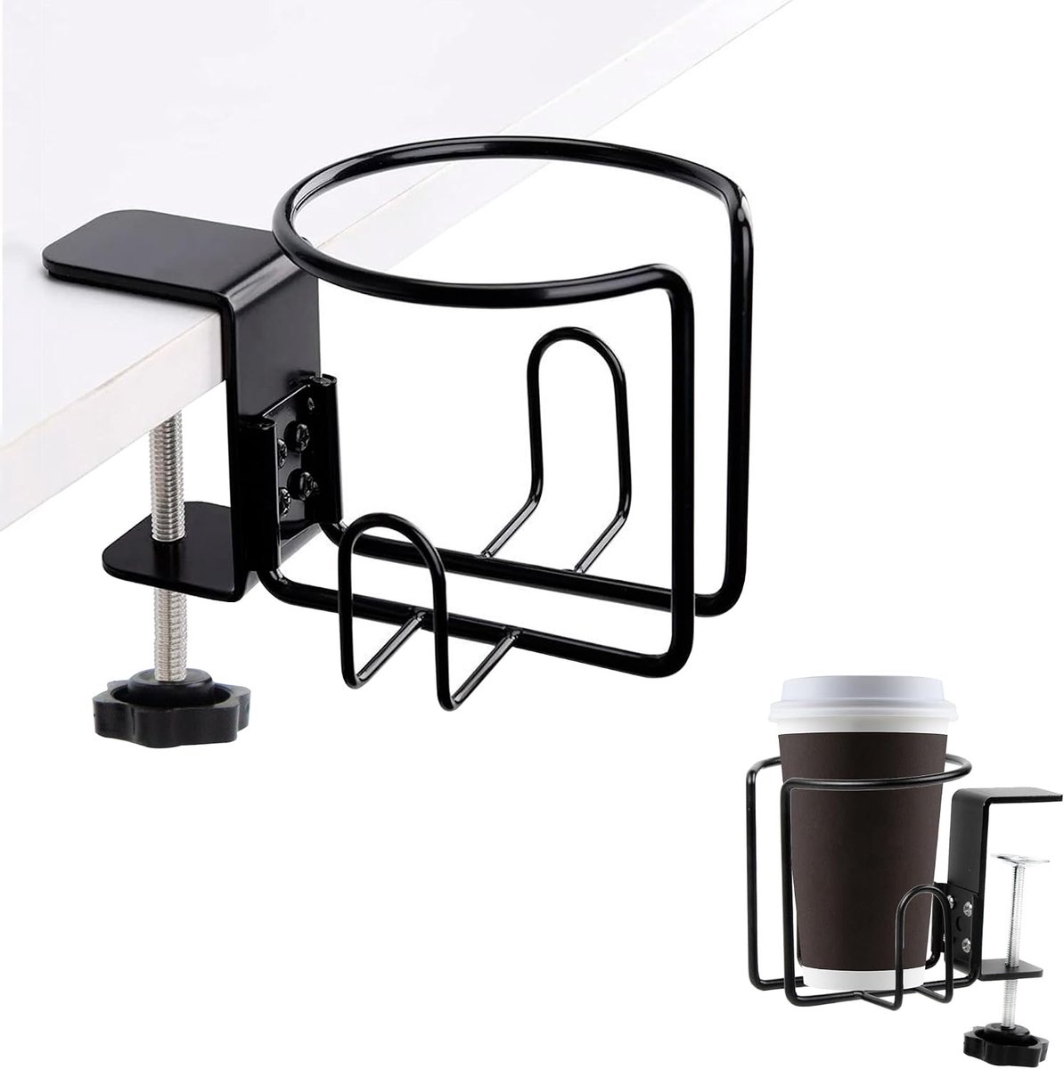 Drinkhouder universeel - RVS met stevige constructie - Lekvrij ontwerp - Ideaal voor thuis en op kantoor - ShopVlot