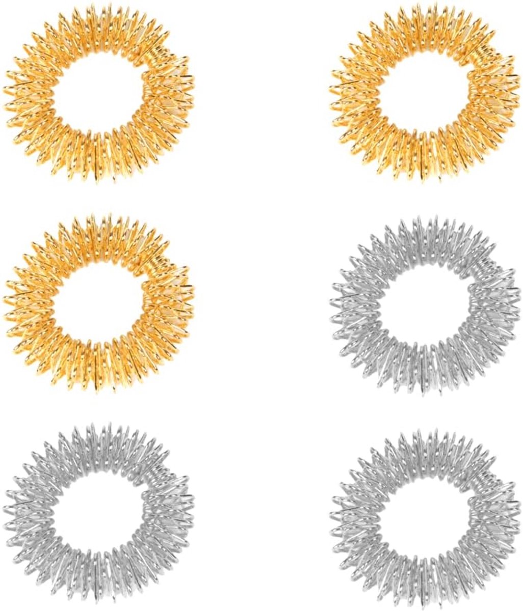 Massage ring voor vingers - 6 stuks - acupressuurringen - voor ontspanning en stressvermindering - ShopVlot