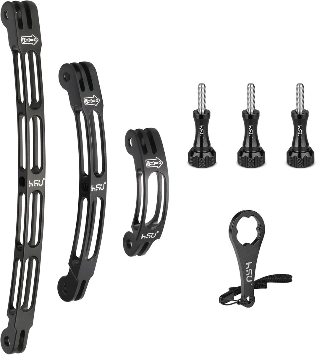 Helm bevestiging arm set - aluminium - 3 lengtes - ideaal voor zelfopnames - ShopVlot