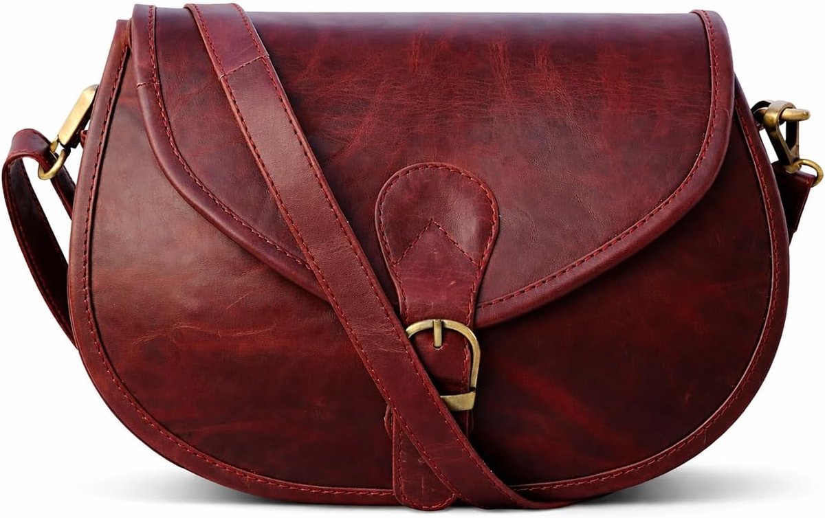 Schoudertas dames 17,78 cm x 25,4 cm - vintage-stijl - zacht leer - multifunctioneel - ShopVlot