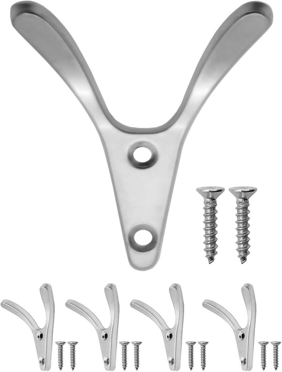 Kledinghaken set van 4 - V-design - Gietijzer - Geschikt voor zware lasten - ShopVlot