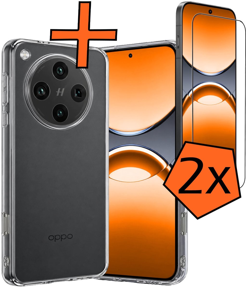 Hoes - Met 2x Screenprotector - Geschikt voor OPPO Find X8 Pro - Sterk & Shockproof - Back Cover - Siliconen Case - Telefoon Hoes - Transparant
