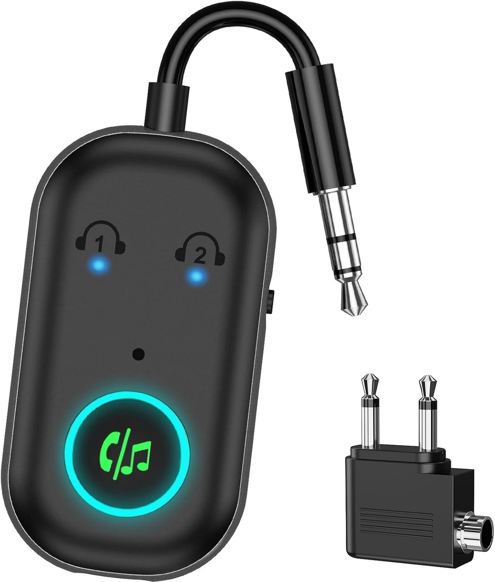 Bluetooth 5.3 adapter - 2-in-1 zender - vliegtuig en tv splitter - draadloos audio streamen - ShopVlot