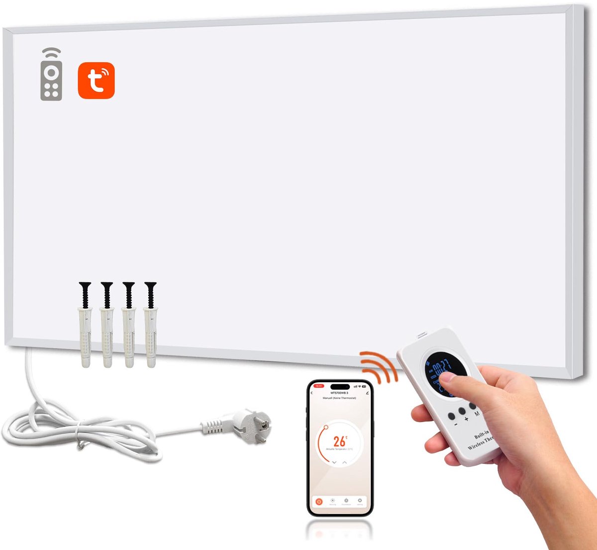 Infrarood Wandverwarming 800W - Energiezuinig met Slimme Afstandsbediening - Wi-Fi App Bediening - ShopVlot