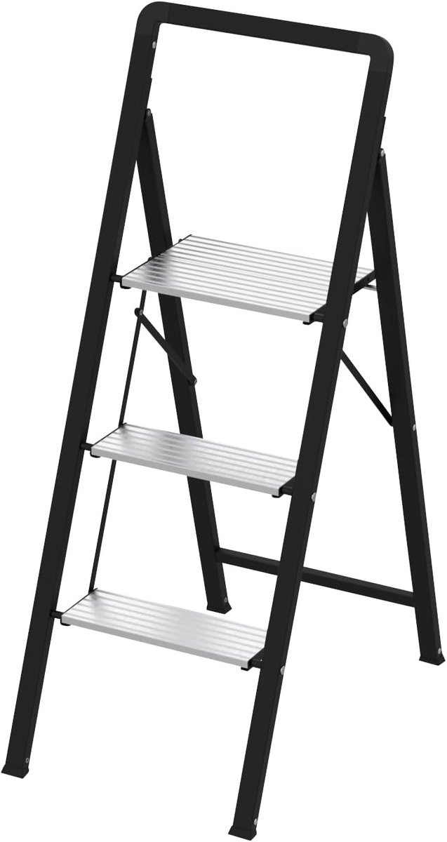 Trapladder 3 treden - hoogte 113 cm - stabiel ontwerp - ideaal voor hoge bereikbaarheid - ShopVlot