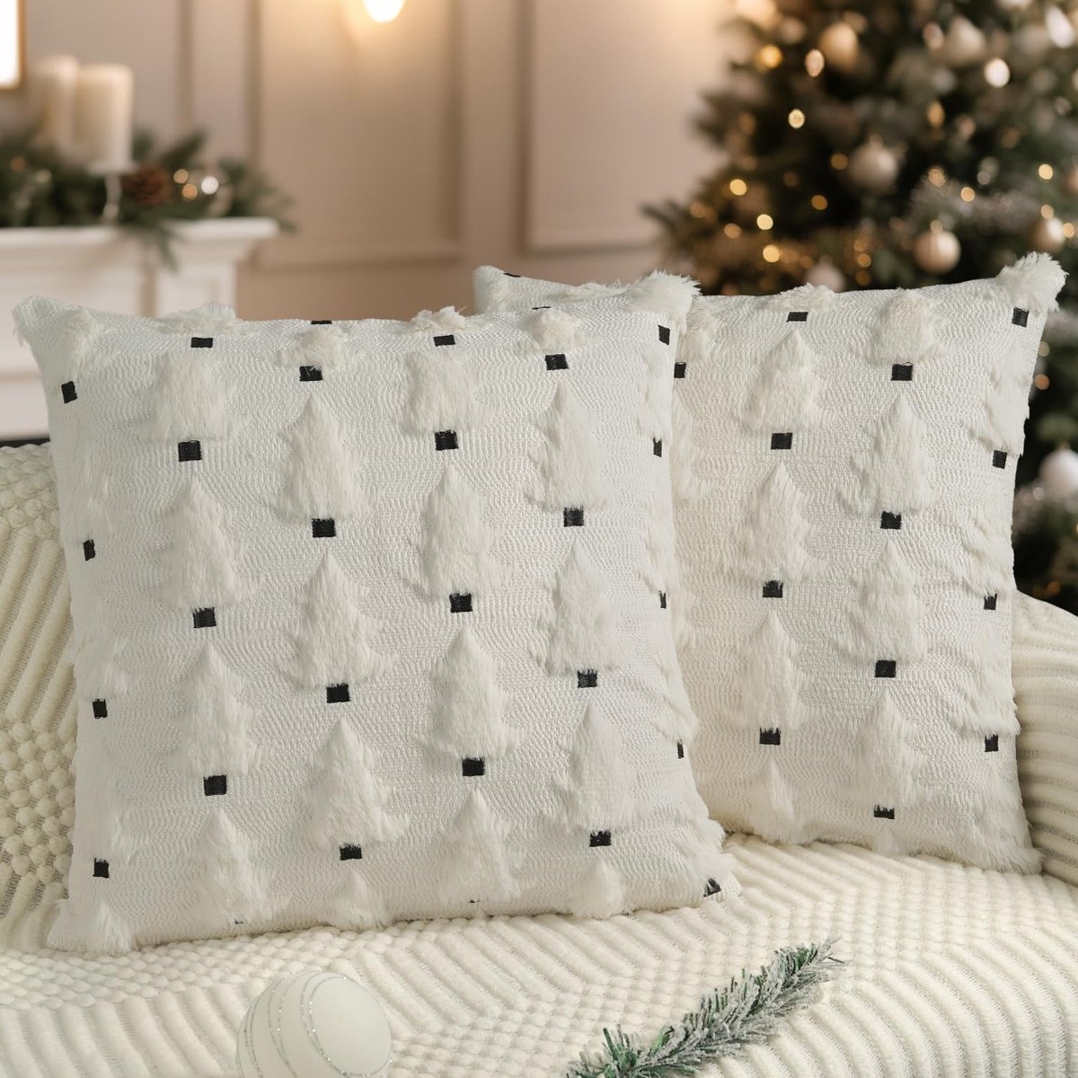 Kussenslopen 50x50cm - zachte pluche nepbont - voor kerstversiering - set van 2 - ShopVlot