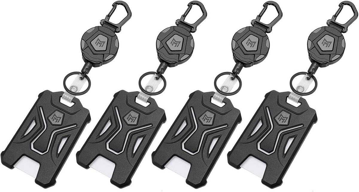 Badgehouder set 4 stuks - intrekbaar 80 cm - zware karabijnhaak clip - ideaal voor ID-kaarten - ShopVlot