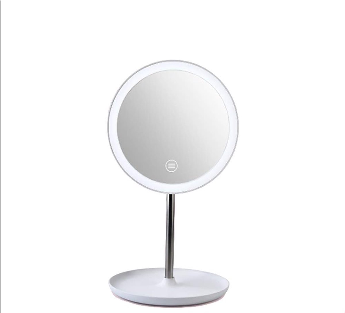 Makeup spiegel rond 17,5 cm - Verlichte USB make-up spiegel - Dimbare nachtlamp - Ideaal voor precisie make-up - ShopVlot