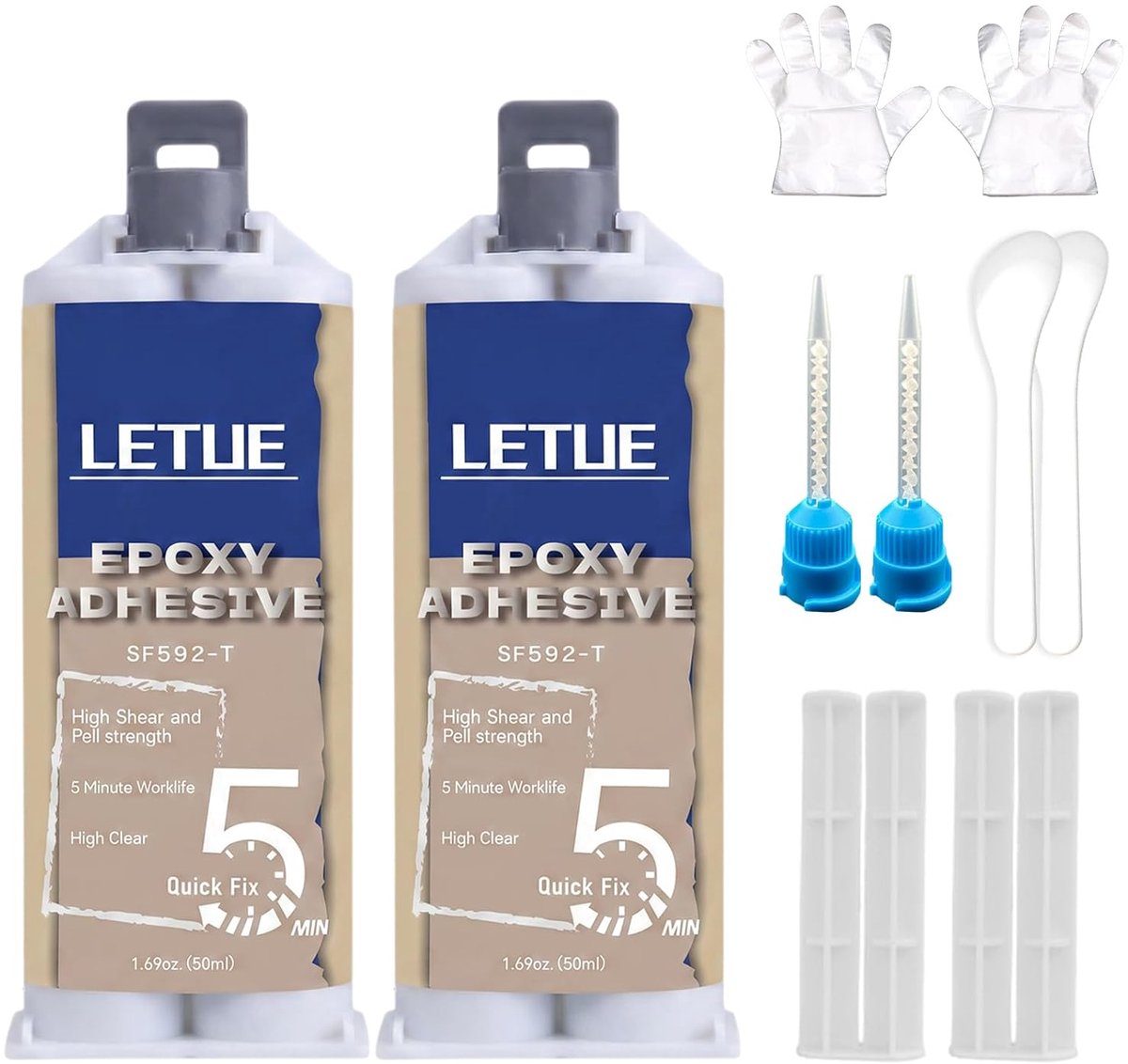 Epoxylijm 2-componenten 50 ml - transparant - waterdicht en hittebestendig - snelle uitharding in 5 minuten - ShopVlot